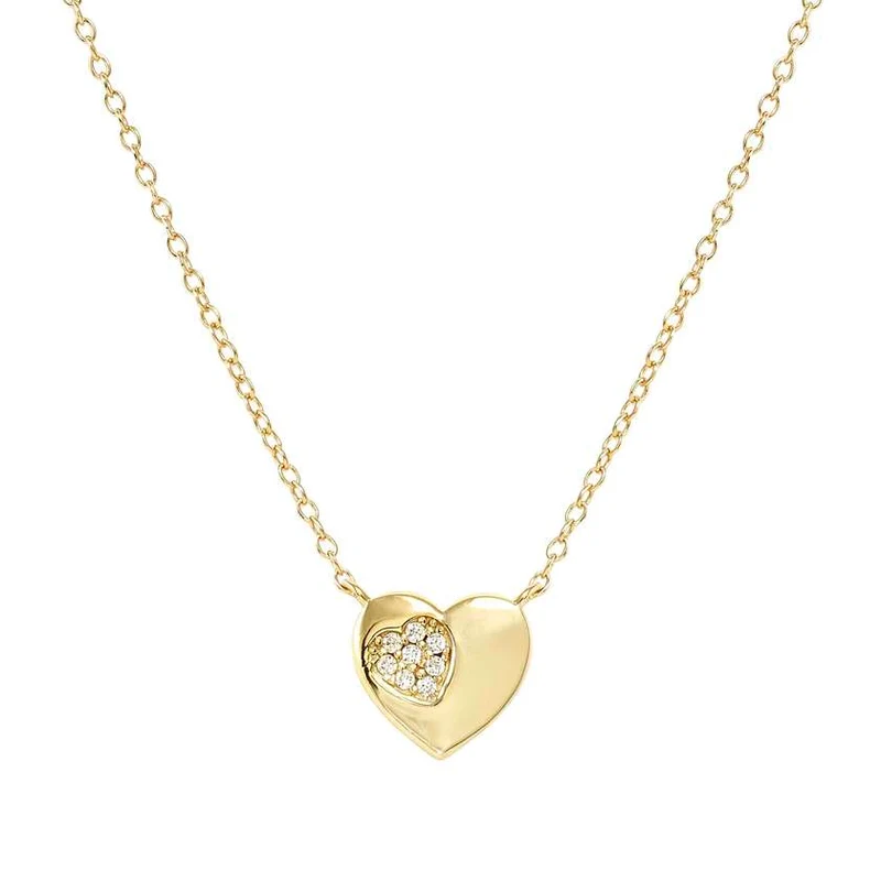 Petit Sparkle 18kt Gold Heart Necklace with CZ