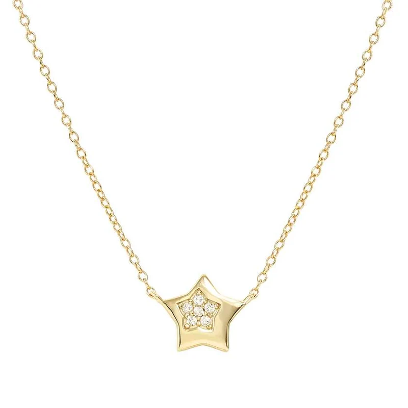 Petit Sparkle 18kt Gold Star Necklace with CZ