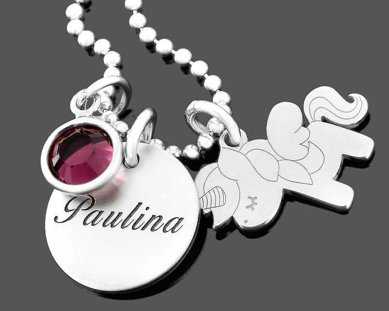 EINHORN KINDERKETTE 925 SILBER MIT NAMEN KINDER SCHMUCK MÄDCHEN EINSCHULUNG