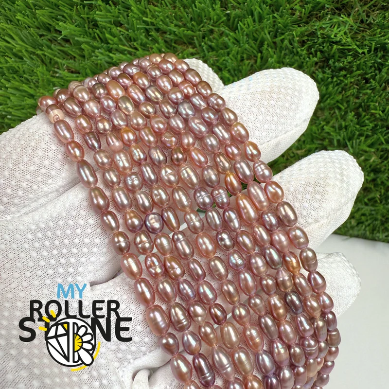 Natürliche Süßwasserperlen, metallisch-violett, 3,5–4 mm
