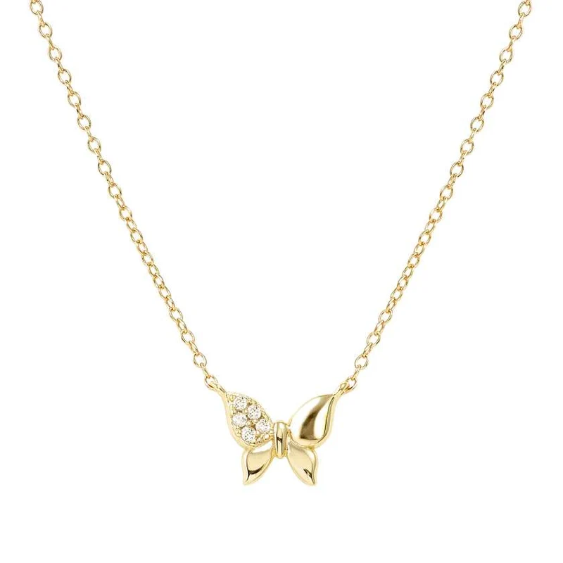 Petit Sparkle 18kt Gold Butterfly Necklace with CZ