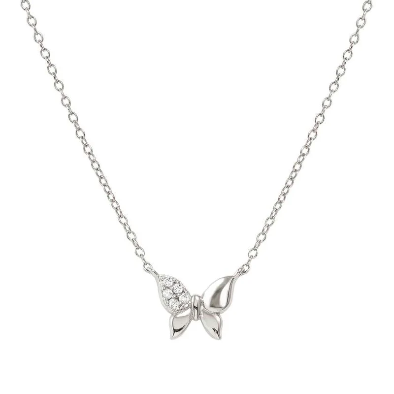 Petit Sparkle Silver Butterfly Necklace with CZ