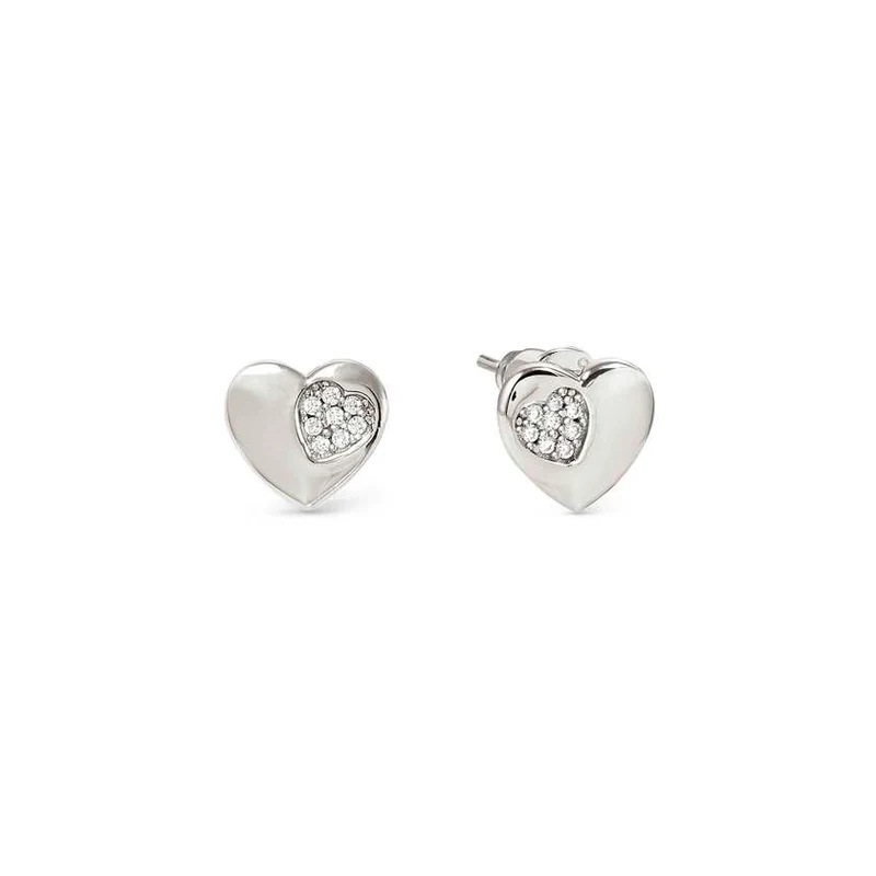 Petit Sparkle Silver Heart Earrings with CZ