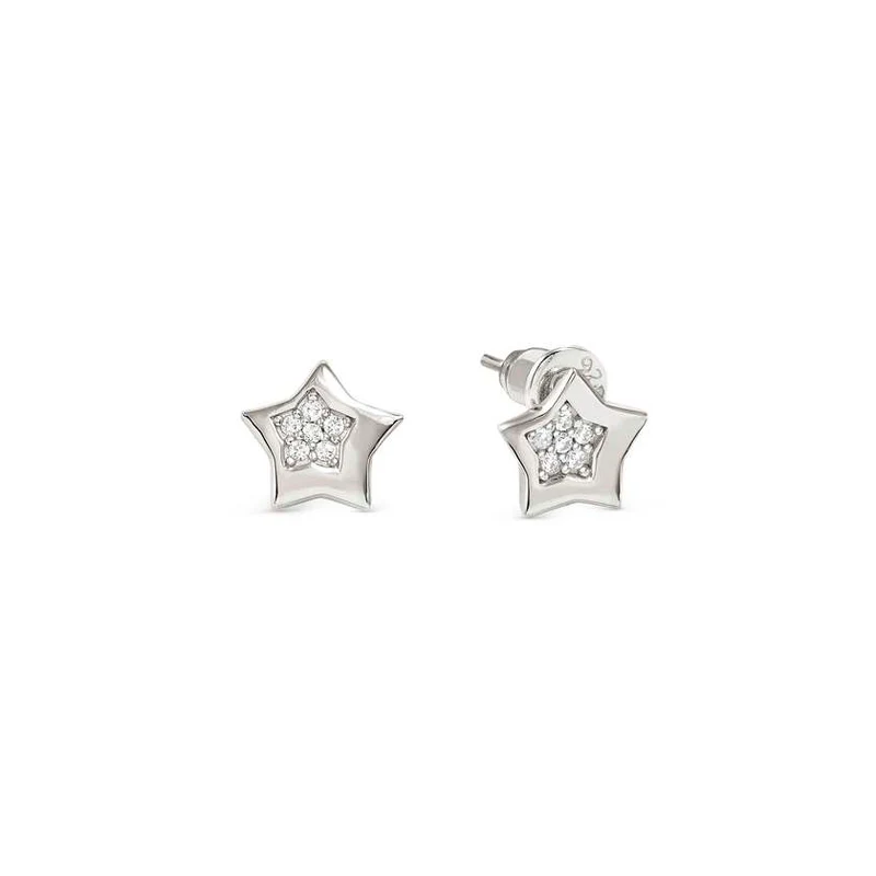 Petit Sparkle Silver Star Earrings with CZ