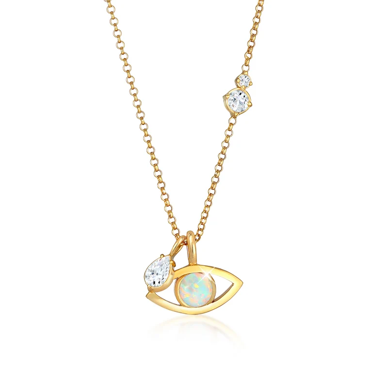 Halskette Evil Eye | Opal (Weiß)