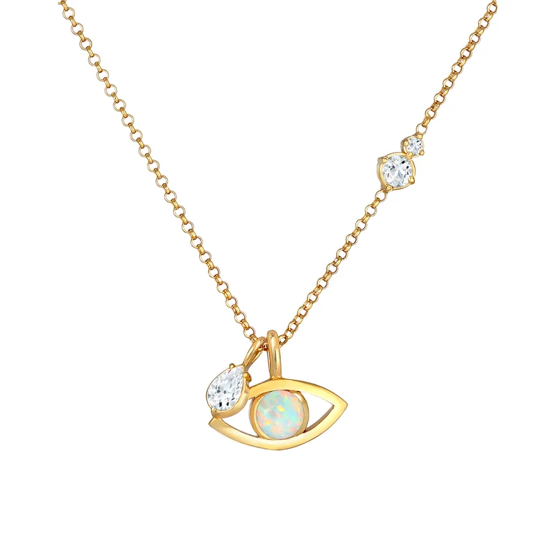 Halskette Evil Eye | Opal (Weiß)