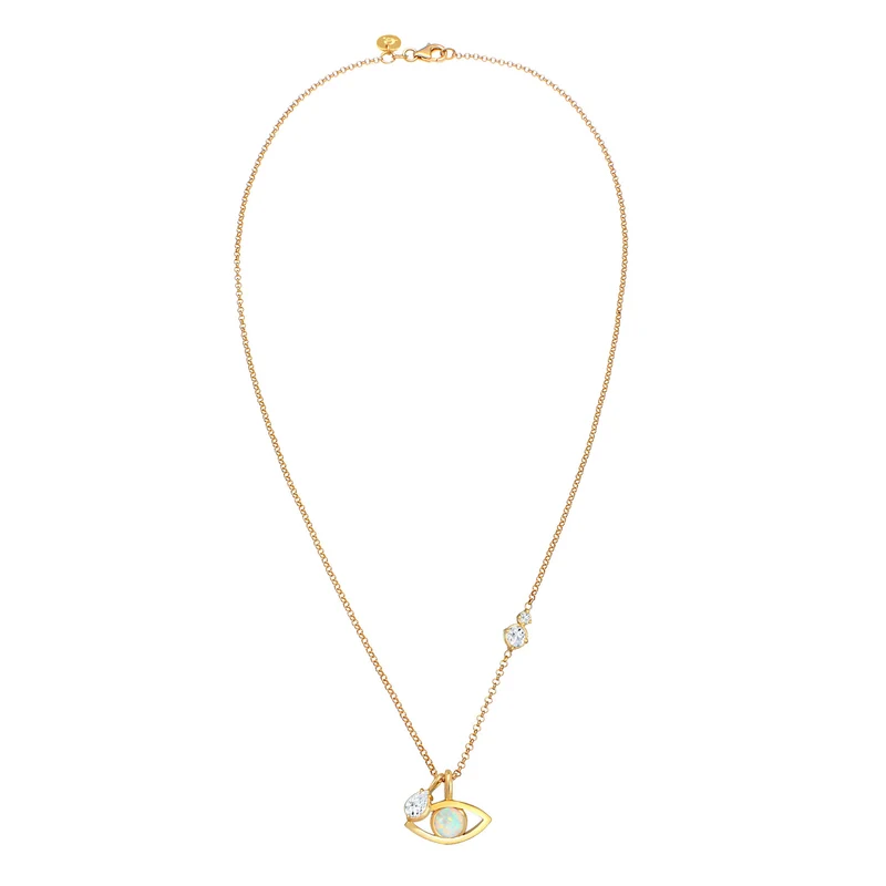 Halskette Evil Eye | Opal (Weiß)