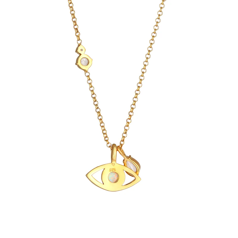 Halskette Evil Eye | Opal (Weiß)