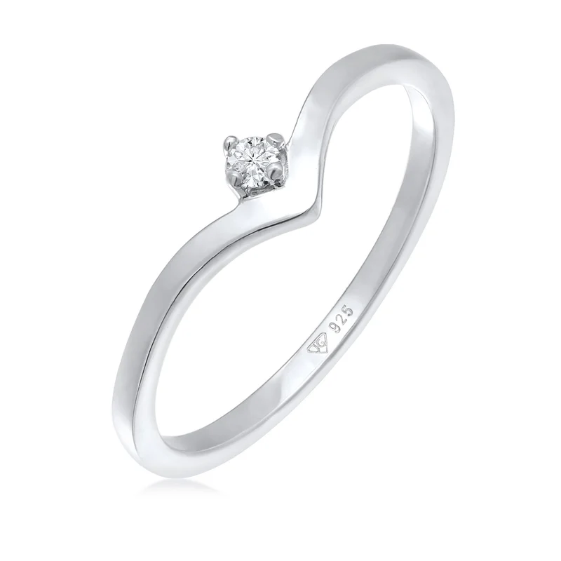 Verlobungsring V-Form | Diamant (Weiß, 0.035)