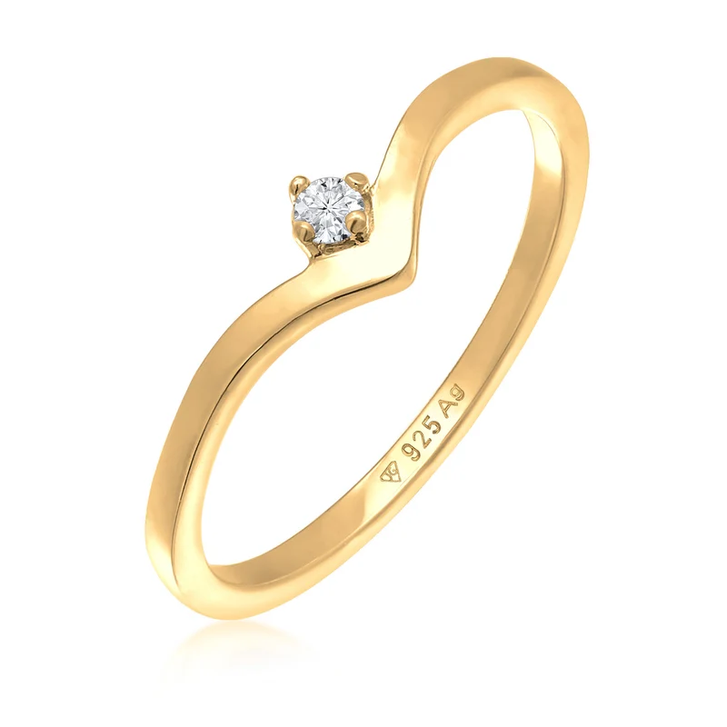 Verlobungsring V-Form | Diamant (Weiß, 0.035)