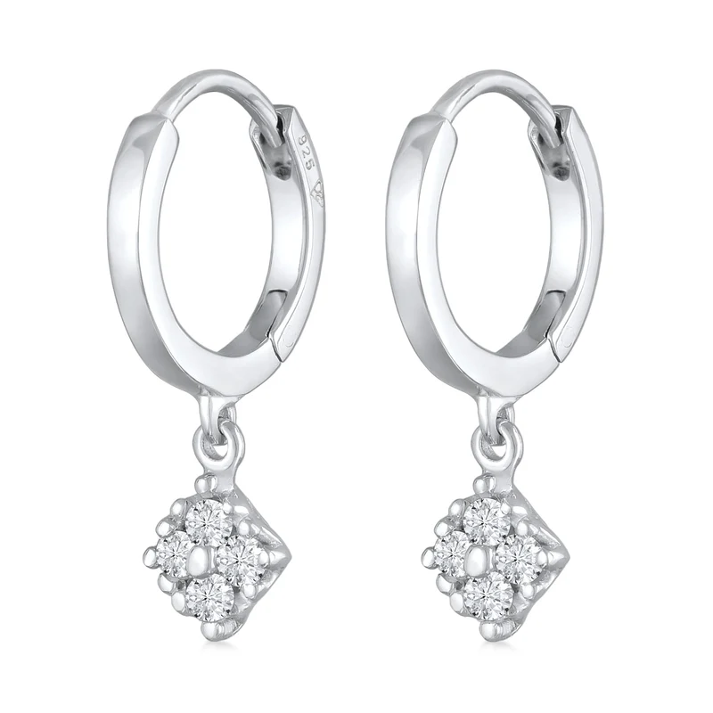 Creolen Anhänger | Laborgezüchteter Diamant (Weiß, 0.056 ct.)