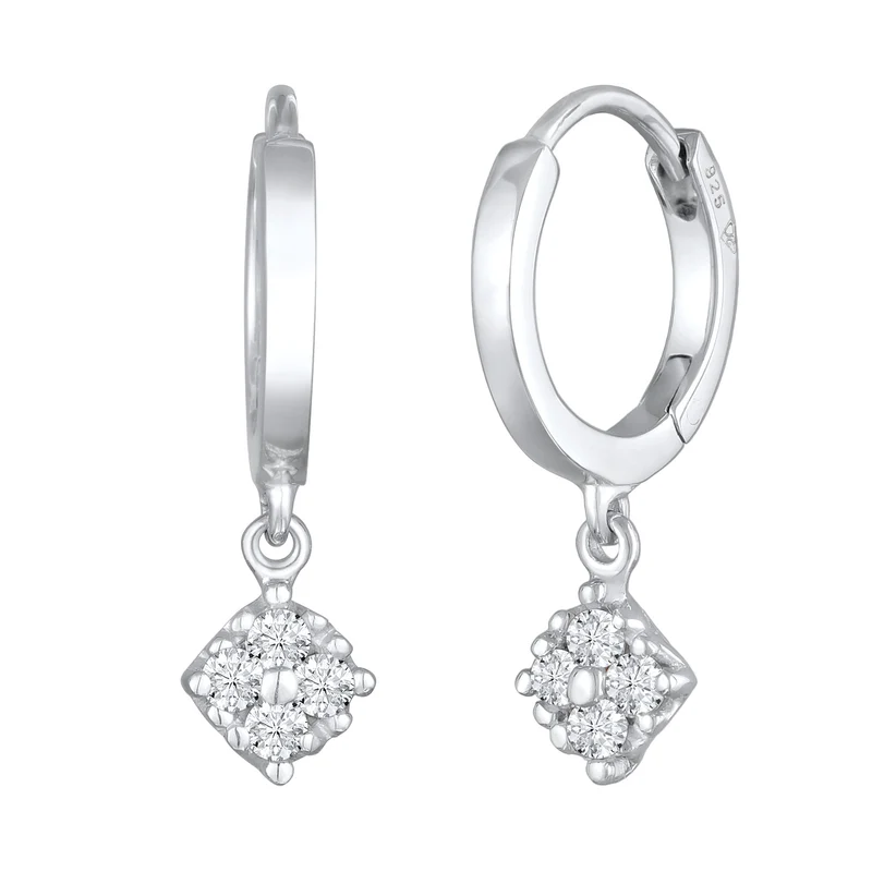 Creolen Anhänger | Laborgezüchteter Diamant (Weiß, 0.056 ct.)