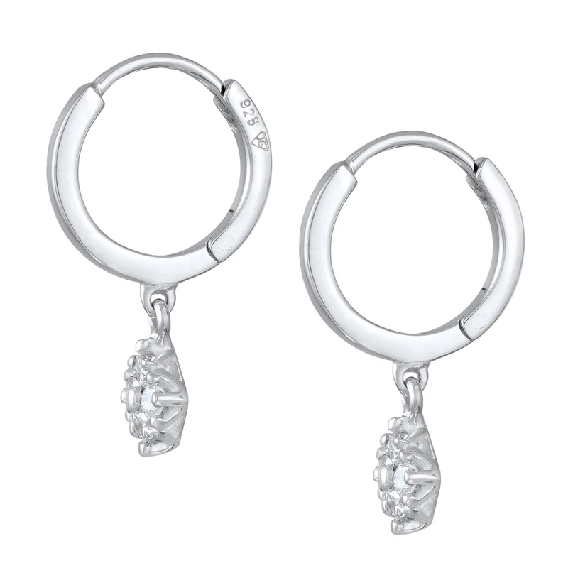 Creolen Anhänger | Laborgezüchteter Diamant (Weiß, 0.056 ct.)