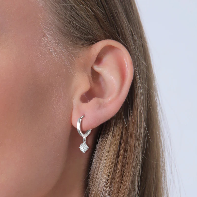 Creolen Anhänger | Laborgezüchteter Diamant (Weiß, 0.056 ct.)