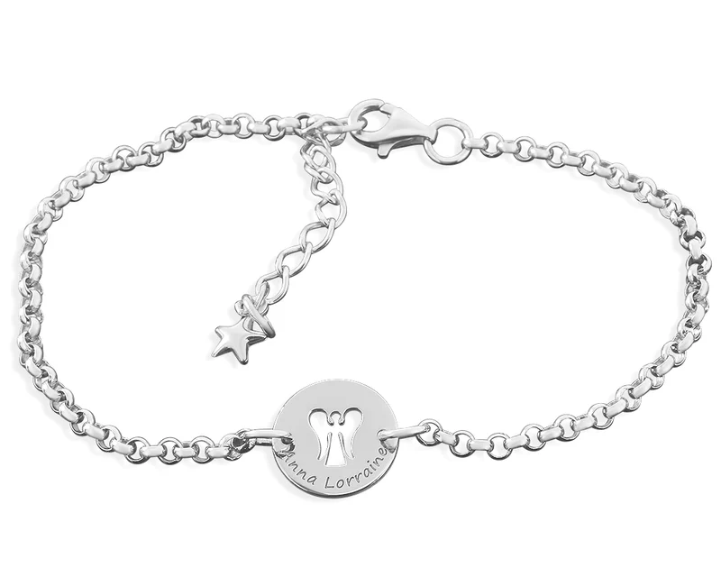 ARMBAMD SILBER ENGEL SCHMUCK TAUFGESCHENK MIT NAMEN GRAVUR