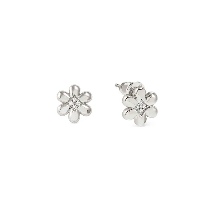 Petit Sparkle Silver Flower Earrings with CZ