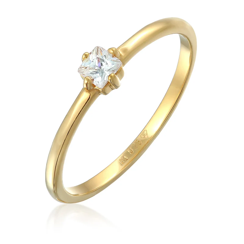 Solitär-Ring | Zirkonia Kristall (Weiß)