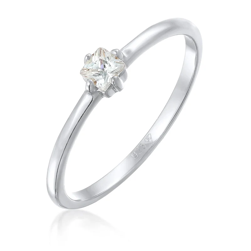 Solitär-Ring | Zirkonia Kristall (Weiß)