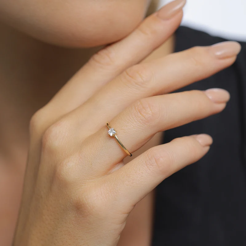 Solitär-Ring | Zirkonia Kristall (Weiß)