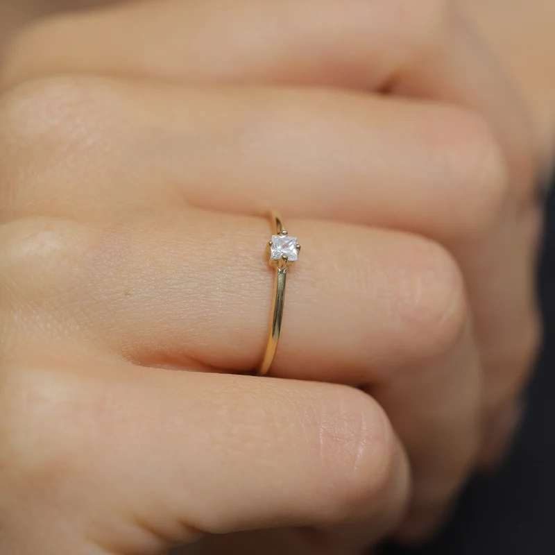Solitär-Ring | Zirkonia Kristall (Weiß)
