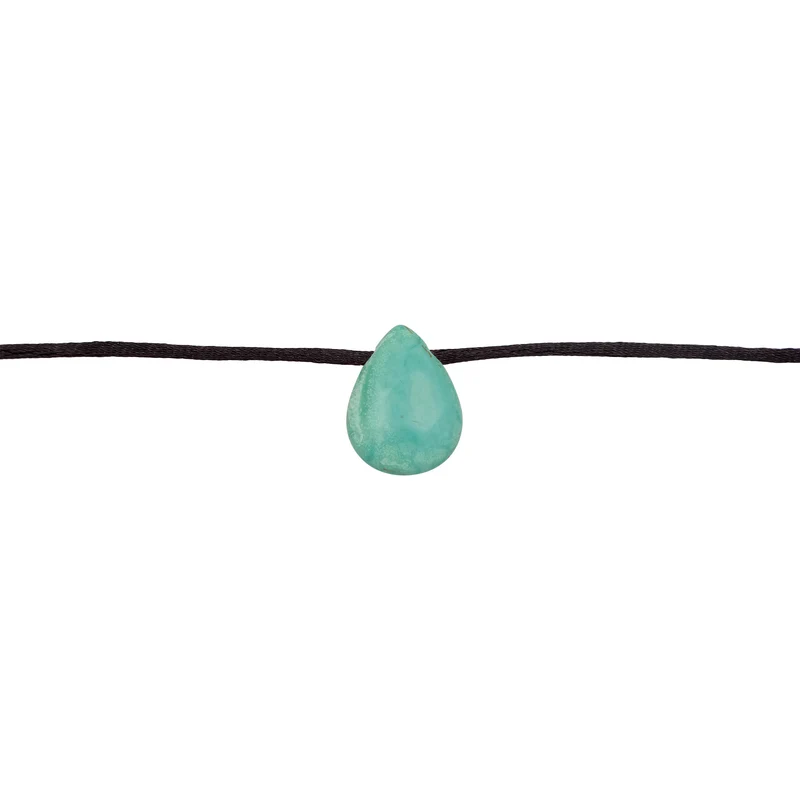 Halskette Tropfen | Satin, Türkis Edelstein