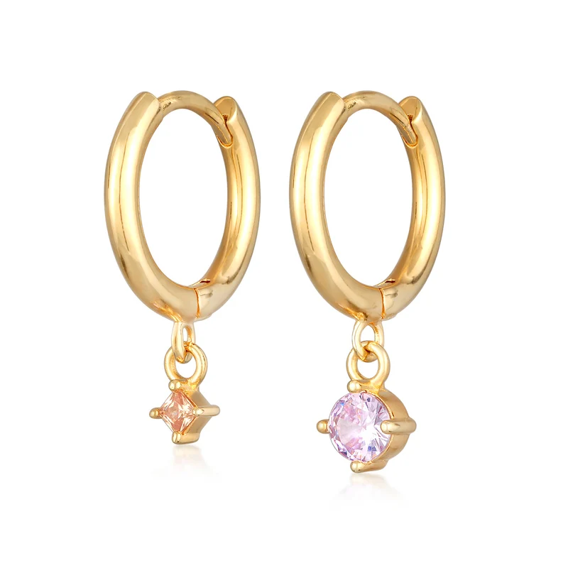 Ohrhänger Duo Stern Kreis | Kristalle (Orange, Rosa)