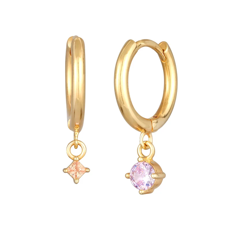 Ohrhänger Duo Stern Kreis | Kristalle (Orange, Rosa)