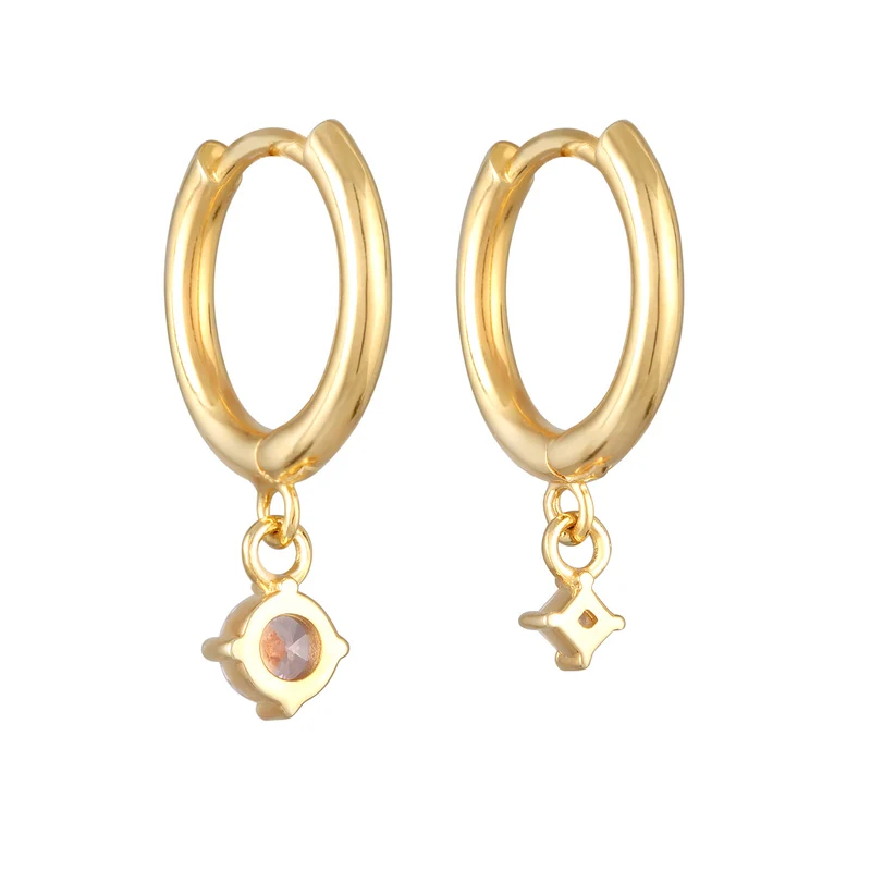 Ohrhänger Duo Stern Kreis | Kristalle (Orange, Rosa)