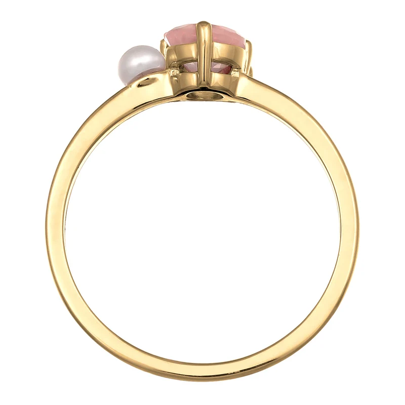 Solitär-Ring Elegant | Süßwasserperle, Quarz (Rosa)