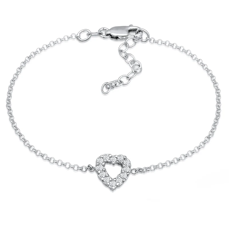 Armband Herz Anhänger | Laborgezüchteter Diamant (Weiß, 0.18)