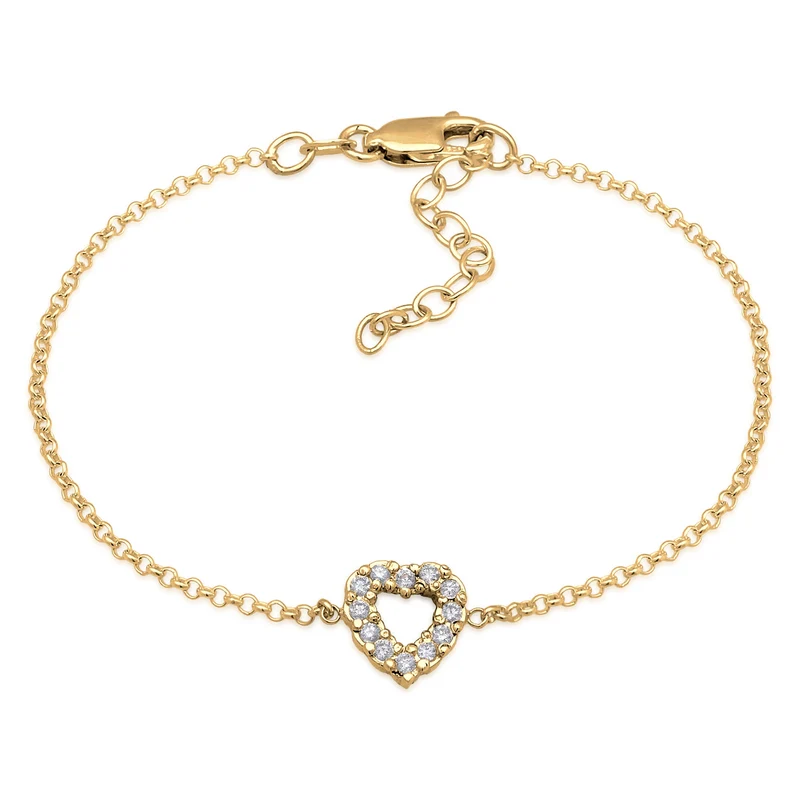 Armband Herz Anhänger | Laborgezüchteter Diamant (Weiß, 0.18)