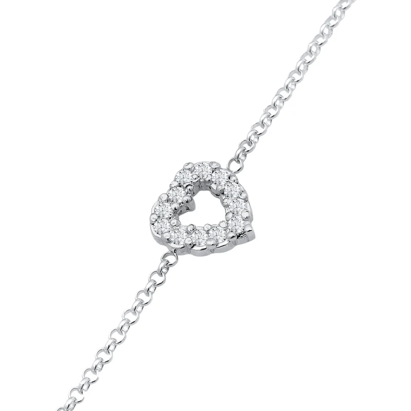 Armband Herz Anhänger | Laborgezüchteter Diamant (Weiß, 0.18)