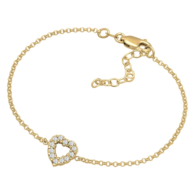 Armband Herz Anhänger | Laborgezüchteter Diamant (Weiß, 0.18)