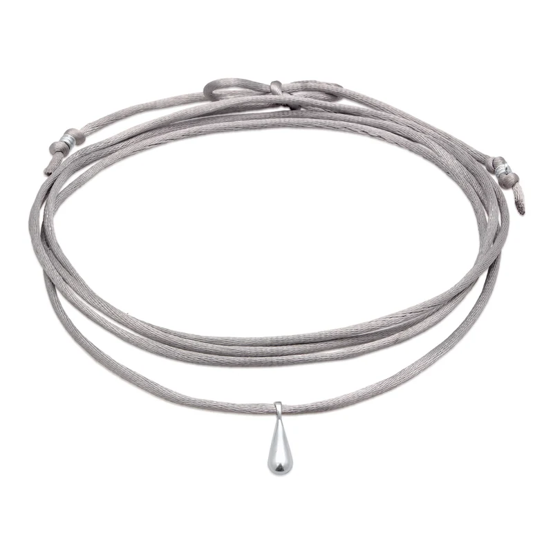 Choker Tropfen Anhänger | Satin (Grau)