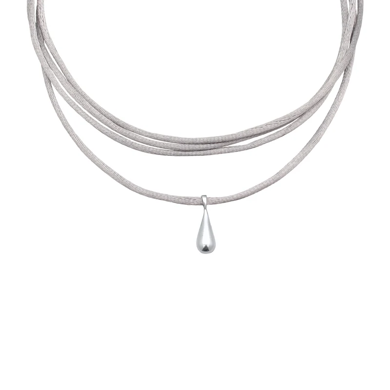Choker Tropfen Anhänger | Satin (Grau)