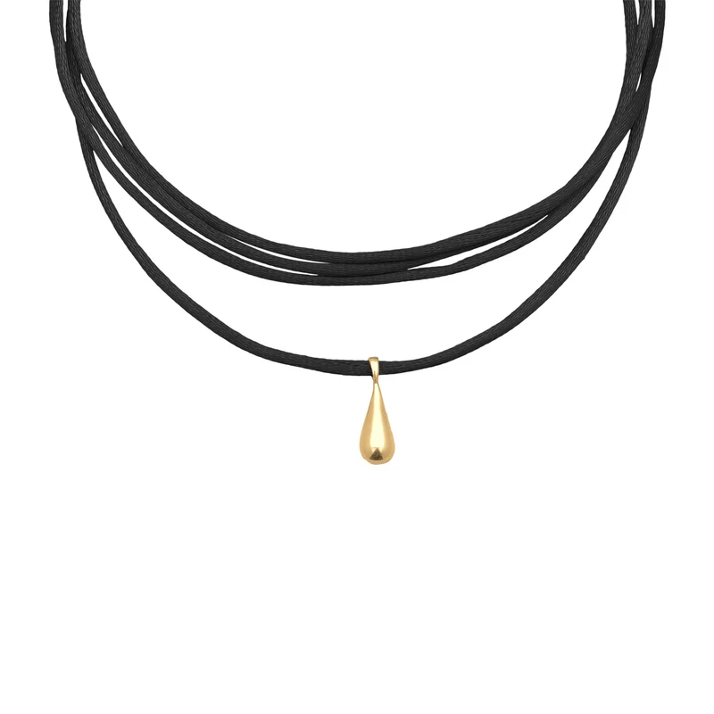 Choker Tropfen Anhänger | Satin (Grau)