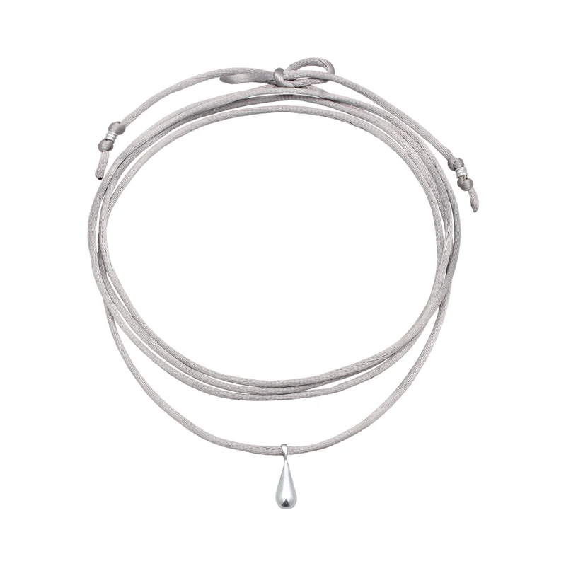 Choker Tropfen Anhänger | Satin (Grau)