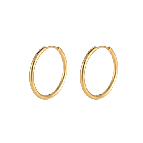 Edelstahl Hoop Ohrringe 14K Vergoldet - 19mm