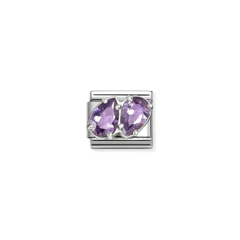 Classic Silver CZ Purple Double Drops Sparkly & Stones Charms