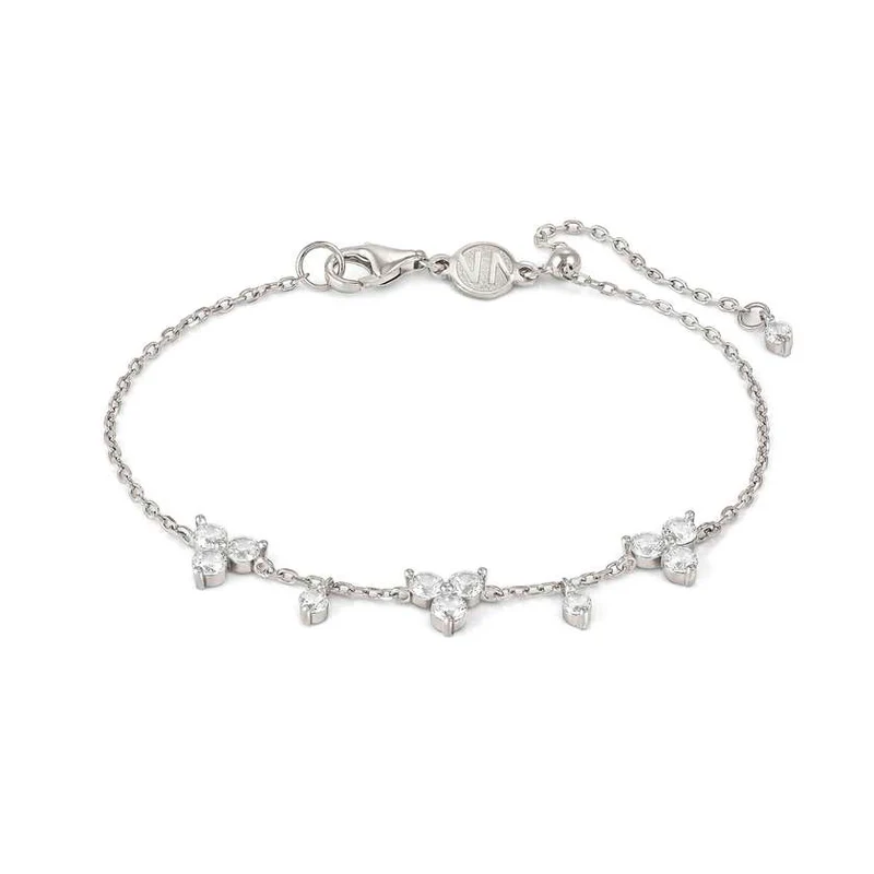 Life Bouquet Rhodium Silver Bracelet with CZ