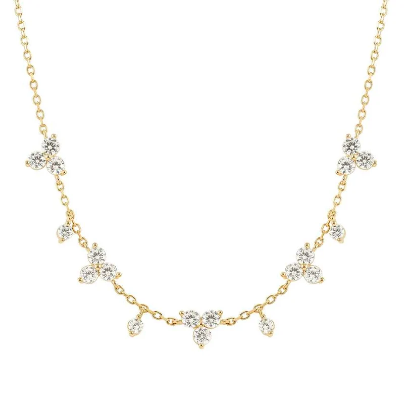 Life Bouquet 18kt Gold Necklace with CZ