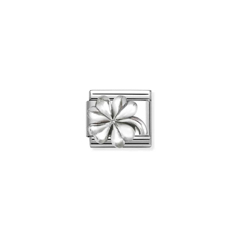 Classic Oxidised Silver and Enamel Four-Leaf Clover Good Luck Charms