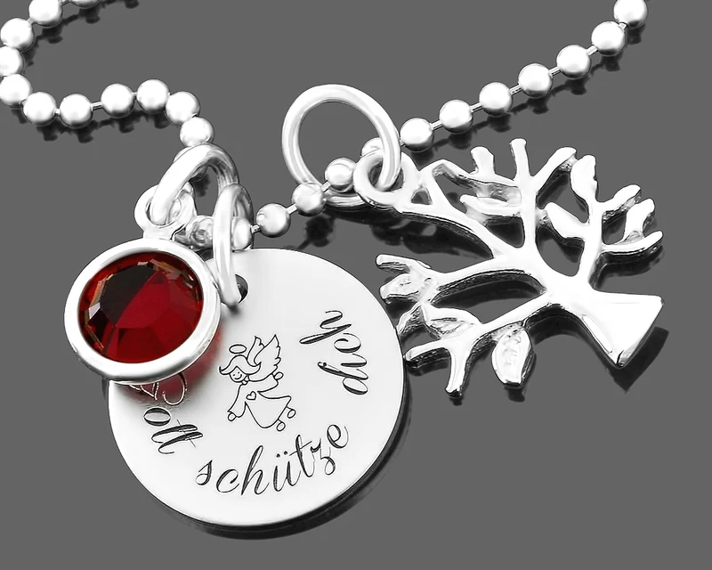 NAMENSKETTE ZUR TAUFE ENGEL SCHMUCK SILBER GEBURTSSTEIN SILBERSCHMUCK