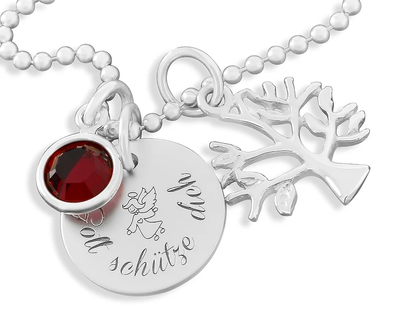 NAMENSKETTE ZUR TAUFE ENGEL SCHMUCK SILBER GEBURTSSTEIN SILBERSCHMUCK