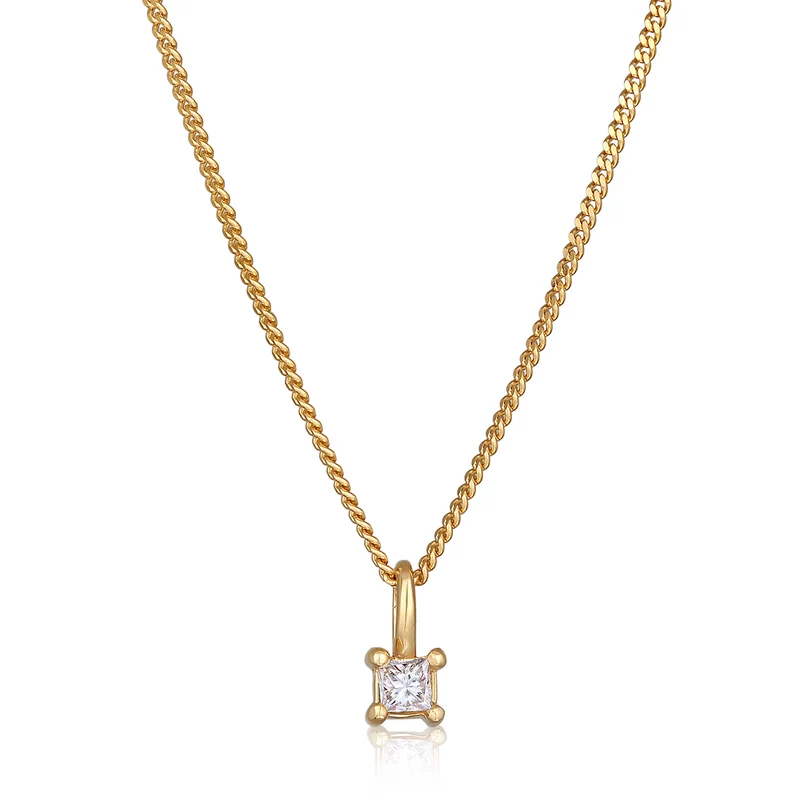 Solitär-Halskette | Diamant (Weiß, 0.1 ct.)