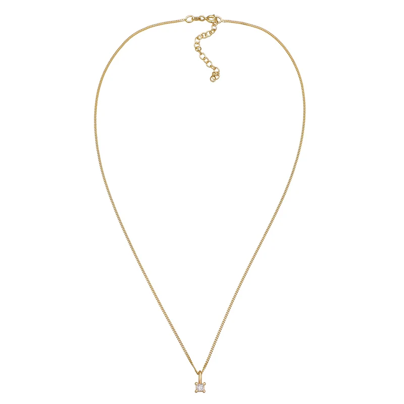 Solitär-Halskette | Diamant (Weiß, 0.1 ct.)