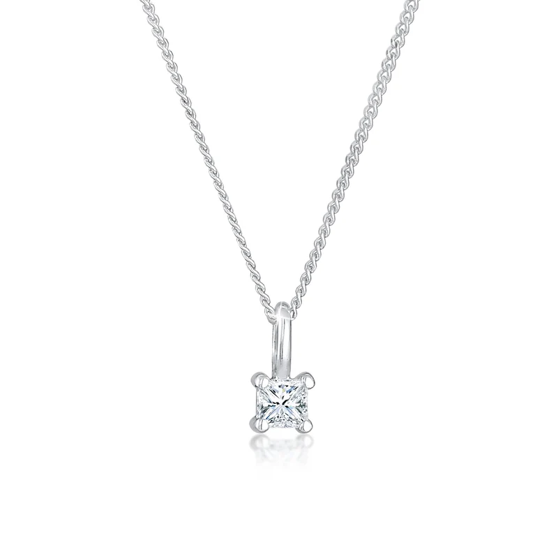 Solitär-Halskette | Diamant (Weiß, 0.1 ct.)