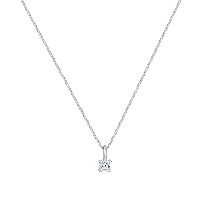 Solitär-Halskette | Diamant (Weiß, 0.1 ct.)