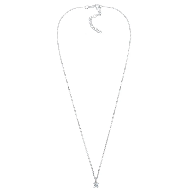 Solitär-Halskette | Diamant (Weiß, 0.1 ct.)