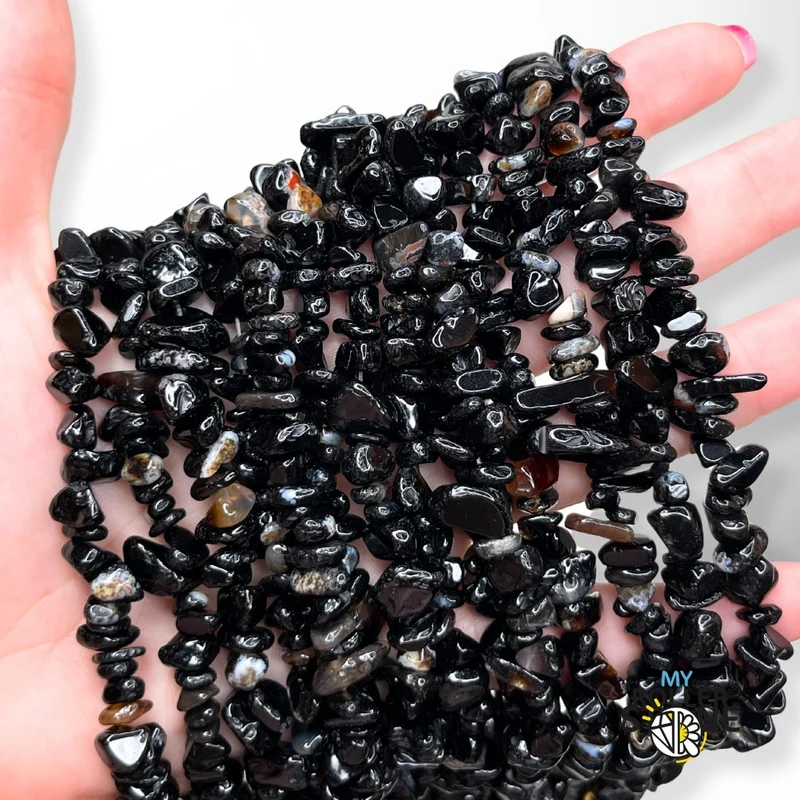 Schwarze Achat-Splitterperle